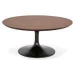 Table basse de salon ronde 'buster mini' en bois finition noyer et pied en mtal noir -  90 cm