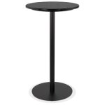 Table haute ronde 'cory round' en pierre noire effet marbre et mtal noir - 60x60 cm
