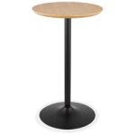 Table haute ronde 'tamago' en bois finition naturelle et métal noir - à 60 cm Table haute ronde 'tamago' en bois finition naturelle et métal noir - à 60 cm