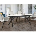 Table salle  manger finition marbre blanc