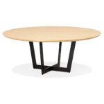 Table de salle  manger ronde 'lulu' en bois finition naturelle et mtal noir - 140 cm