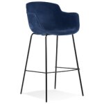 Tabouret de bar avec accoudoirs 'larissa' en velours bleu Tabouret de bar avec accoudoirs 'larissa' en velours bleu