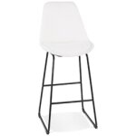 Tabouret de bar 'alice' en tissu bouloché blanc et pied traineau en métal noir Tabouret de bar 'alice' en tissu bouloché blanc et pied traineau en métal noir