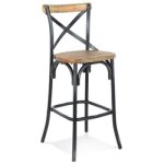 Tabouret de bar 'cottage' en bois finition noyer effet vieilli noir Tabouret de bar 'cottage' en bois finition noyer effet vieilli noir