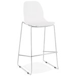 Tabouret de bar design empilable 'berlin' blanc avec pied en mtal chrom