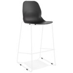 Tabouret de bar design empilable 'berlin' noir avec pied en métal blanc Tabouret de bar design empilable 'berlin' noir avec pied en métal blanc