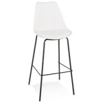 Tabouret de bar design 'lemon' blanc avec pied en mtal noir