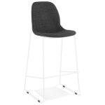 Tabouret de bar empilable 'fakir' en tissu gris fonc et pied en mtal blanc