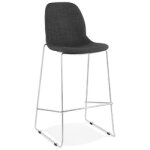 Tabouret de bar empilable 'fakir' en tissu gris fonc� et pied en m�tal chrom�