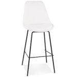 Tabouret de bar 'leonie' en tissu bouloché blanc et pied en métal noir Tabouret de bar 'leonie' en tissu bouloché blanc et pied en métal noir