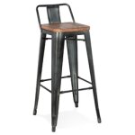 Tabouret de bar 'mecano' en mtal gris fonc style industriel