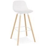 Tabouret de bar 'tatsu' blanc avec pieds en bois naturel Tabouret de bar 'tatsu' blanc avec pieds en bois naturel