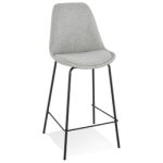 Tabouret snack mi - hauteur 'aloe mini' en tissu gris avec pied en mtal