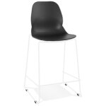 Tabouret snack mi - hauteur 'berlin mini' noir empilable avec pied en mtal blanc