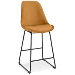 Tabouret snack mi - hauteur 'bully mini' en velours moutarde et pieds en métal noir Tabouret snack mi - hauteur 'bully mini' en velours moutarde et pieds en métal noir