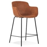 Tabouret snack mi - hauteur 'calvin mini' en microfibre brune