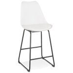 Tabouret snack mi - hauteur 'choko mini' blanc et pieds en mtal noir