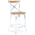 Tabouret snack mi - hauteur 'cottage mini' en bois finition noyer effet vieilli