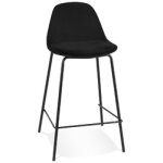 Tabouret snack mi - hauteur 'fenton mini' en velours noir et pied en mtal noir