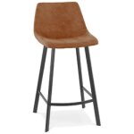 Tabouret snack mi - hauteur 'fuji mini' en microfibre brune avec pied en métal noir Tabouret snack mi - hauteur 'fuji mini' en microfibre brune avec pied en métal noir
