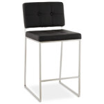 Tabouret snack mi - hauteur 'gaston' noir capitonn