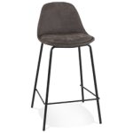 Tabouret snack mi - hauteur 'giron mini' en microfibre gris foncé et pied en métal noir Tabouret snack mi - hauteur 'giron mini' en microfibre gris foncé et pied en métal noir