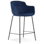 Tabouret snack mi - hauteur 'larissa mini' en velours bleu