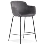 Tabouret snack mi - hauteur 'larissa mini' en velours gris