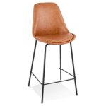 Tabouret snack mi - hauteur 'ritual mini' en matire synthtique brune et pied en mtal noir