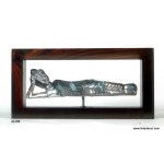 Figurine bouddha allong dans cadre bois