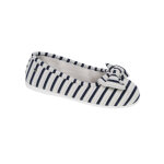 Ballerines ergonomiques en velours ray�, large n?ud - isotoner