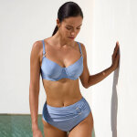 Bas de maillot de bain taille haute drap� uni padula - blancheporte