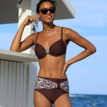 Bas de maillot de bain taille haute uni - effet drapé - blancheporte Bas de maillot de bain taille haute uni - effet drapé - blancheporte