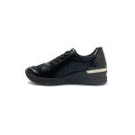 Baskets  lacets cuir et textile extensible, petit compens - pdiconfort