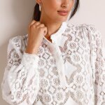 Blouse boutonne unie dentelle graphique - blancheporte