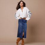 Blouse brode, col rond - 40 - cru - lora zellini