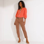 Blouse brod�e en coton unie, manches 3 / 4 - blancheporte