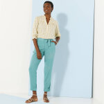 Blouse  carreaux, manches coudes smockes, voile de coton - blancheporte