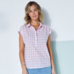Blouse  carreaux, manches courtes  revers - blancheporte