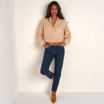 Blouse col montant volante, dentelle - blancheporte