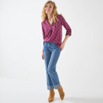 Blouse col tunisien imprim� pois, cr�pe - blancheporte