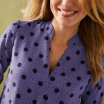 Blouse col tunisien imprim pois, crpe - blancheporte