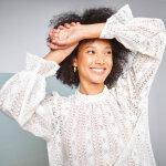 Blouse col victorien unie, dentelle - blancheporte