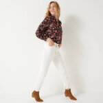 Blouse en coton imprime fleurs, manches 7 / 8 - blancheporte