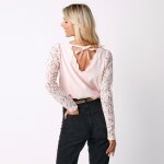 Blouse dcollet festonn dos, manches dentelle - blancheporte