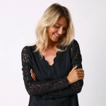 Blouse dcollet festonn dos, manches dentelle - blancheporte