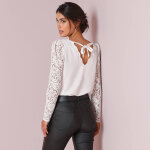 Blouse d�collet� festonn� dos, manches dentelle - blancheporte