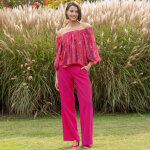 Blouse �lastiqu�e manches blousantes, mousseline imprim� fleuri - blancheporte