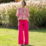 Blouse �lastiqu�e manches blousantes, mousseline multicolore - blancheporte