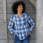 Blouse flanelle ample, carreaux tisss - teints - blancheporte